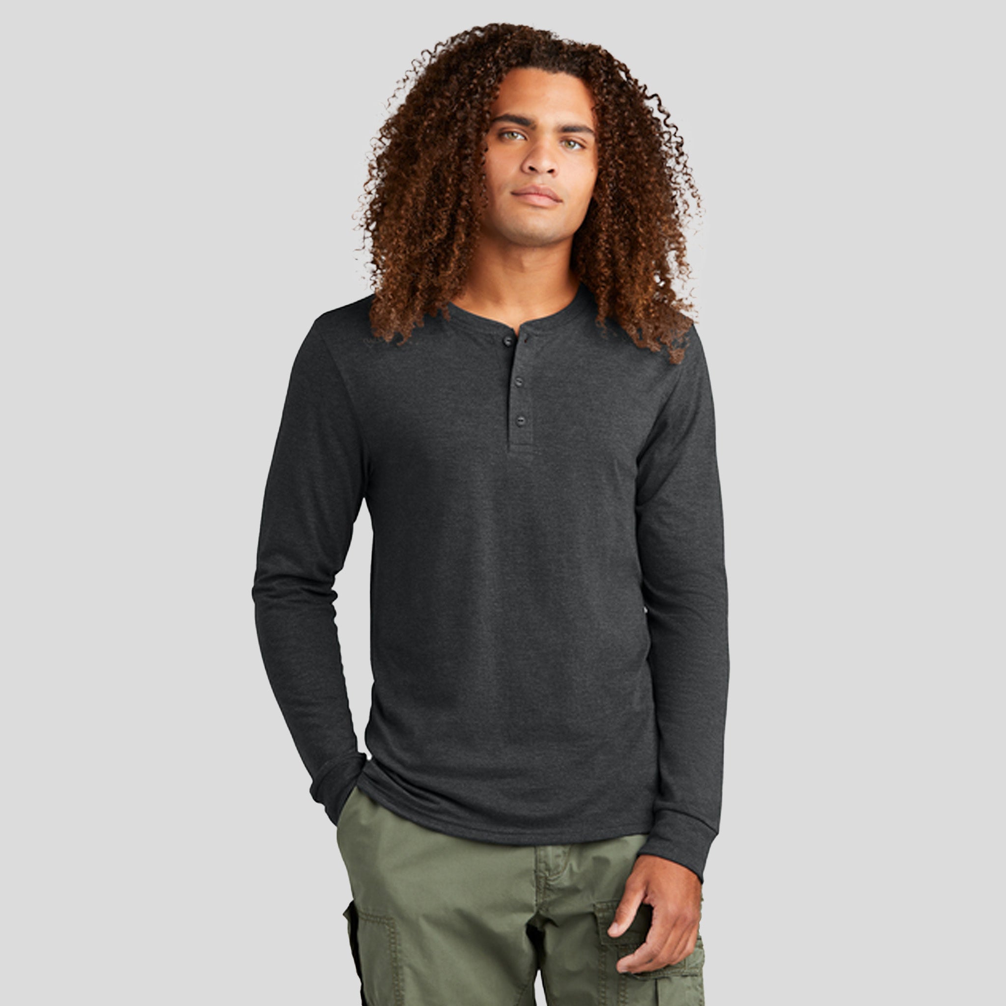 Perfect TriĀ® Long Sleeve Henley | Black Frost