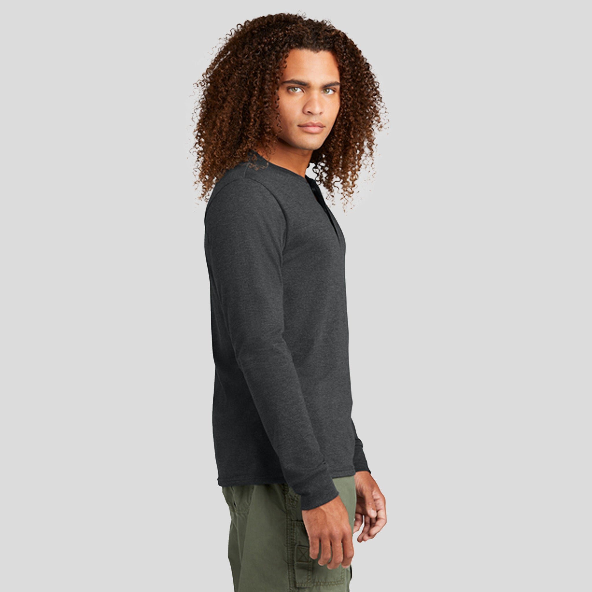 Perfect TriĀ® Long Sleeve Henley | Black Frost