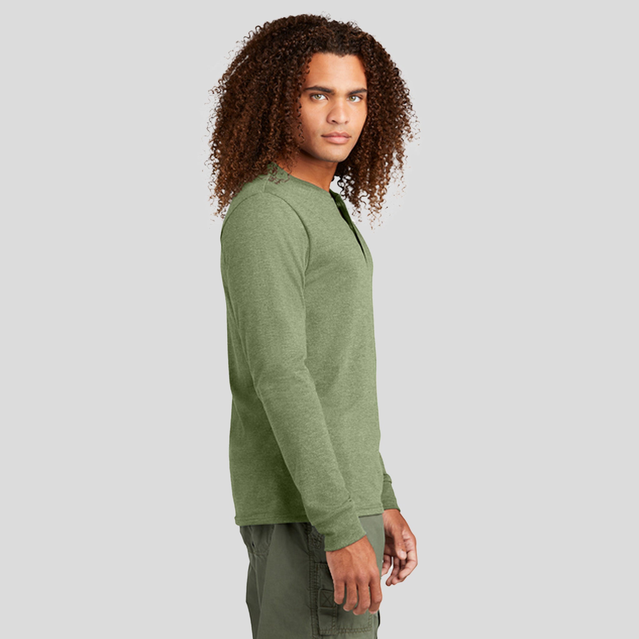 Perfect TriĀ® Long Sleeve Henley | Military Green Frost
