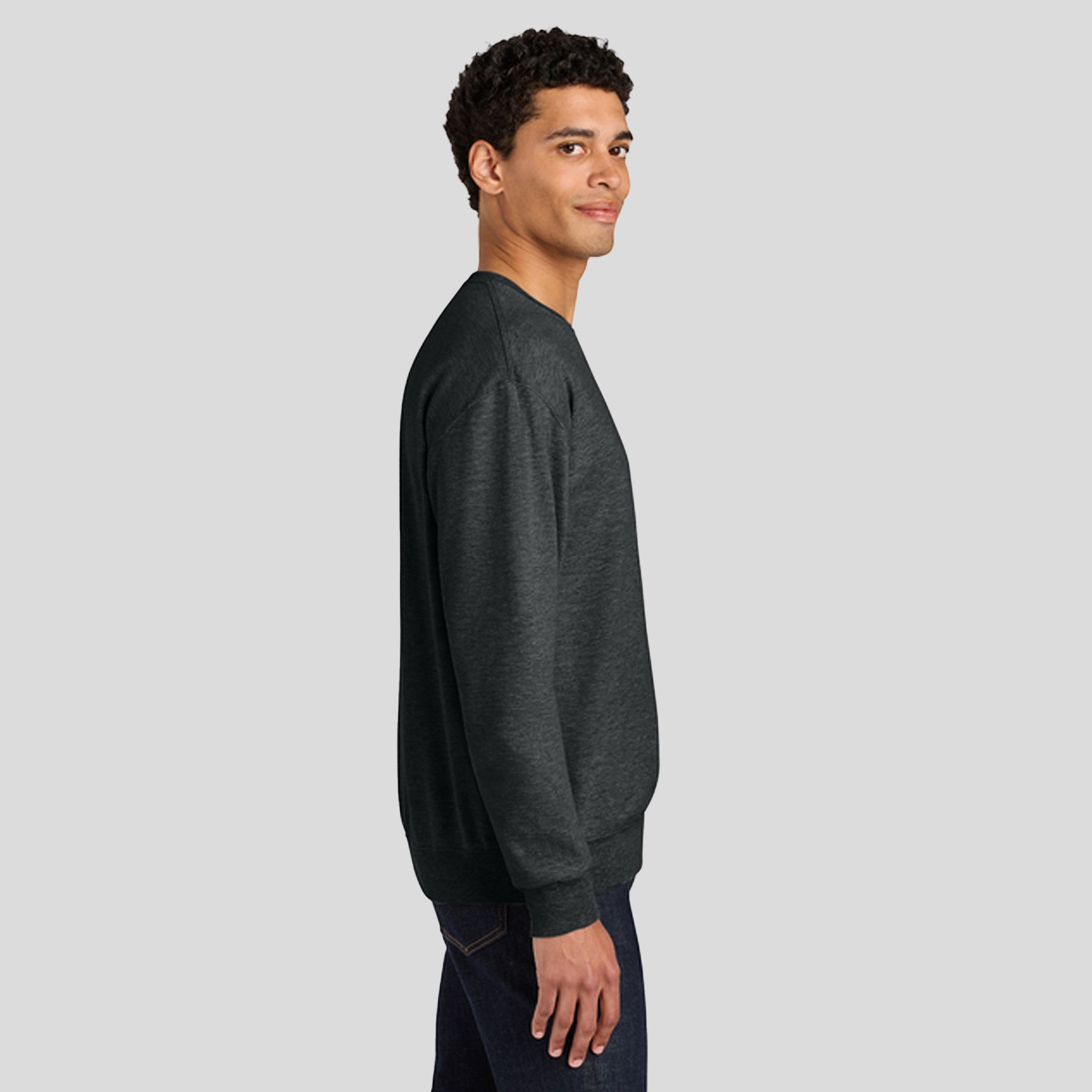 Ultimate⢠Unisex CVC Ring Spun Crewneck Sweatshirt | Black Ink Heather