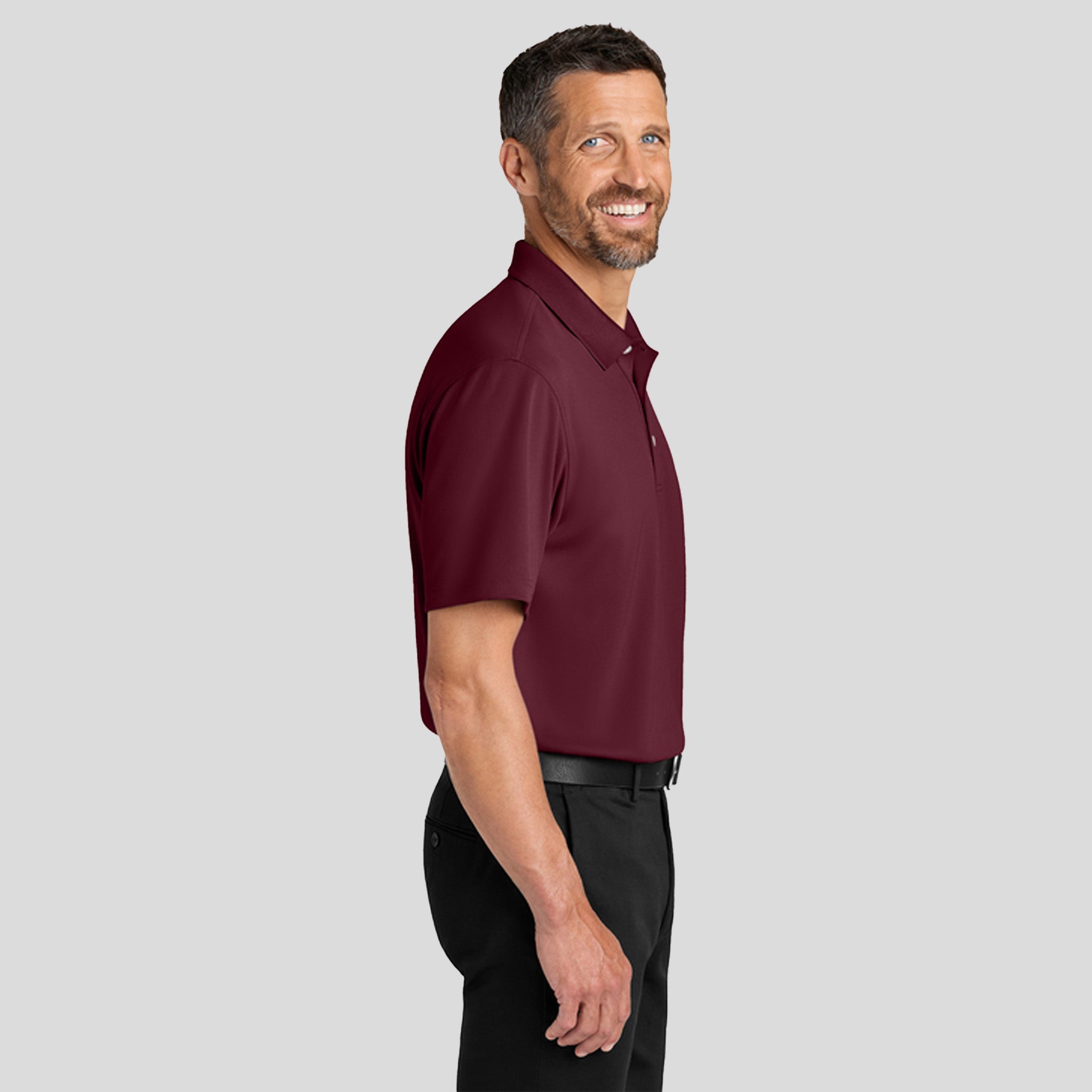 Men's Dry ZoneĀ® Stain-Release Grid Polo | Club Burgundy