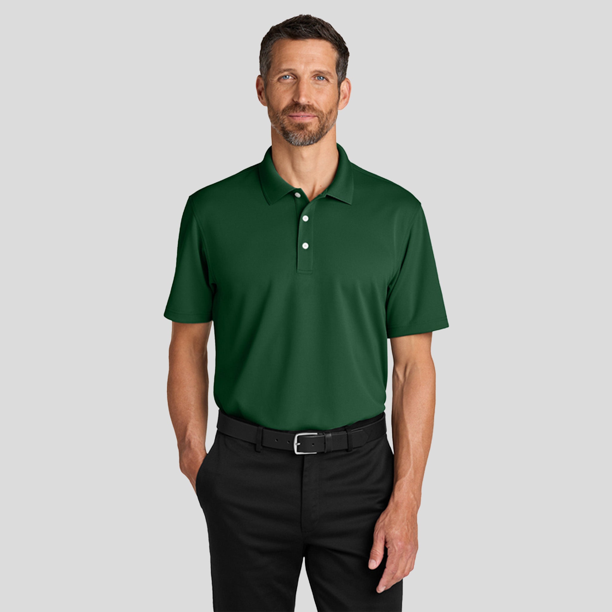 Men's Dry ZoneĀ® Stain-Release Grid Polo | Hunter Green