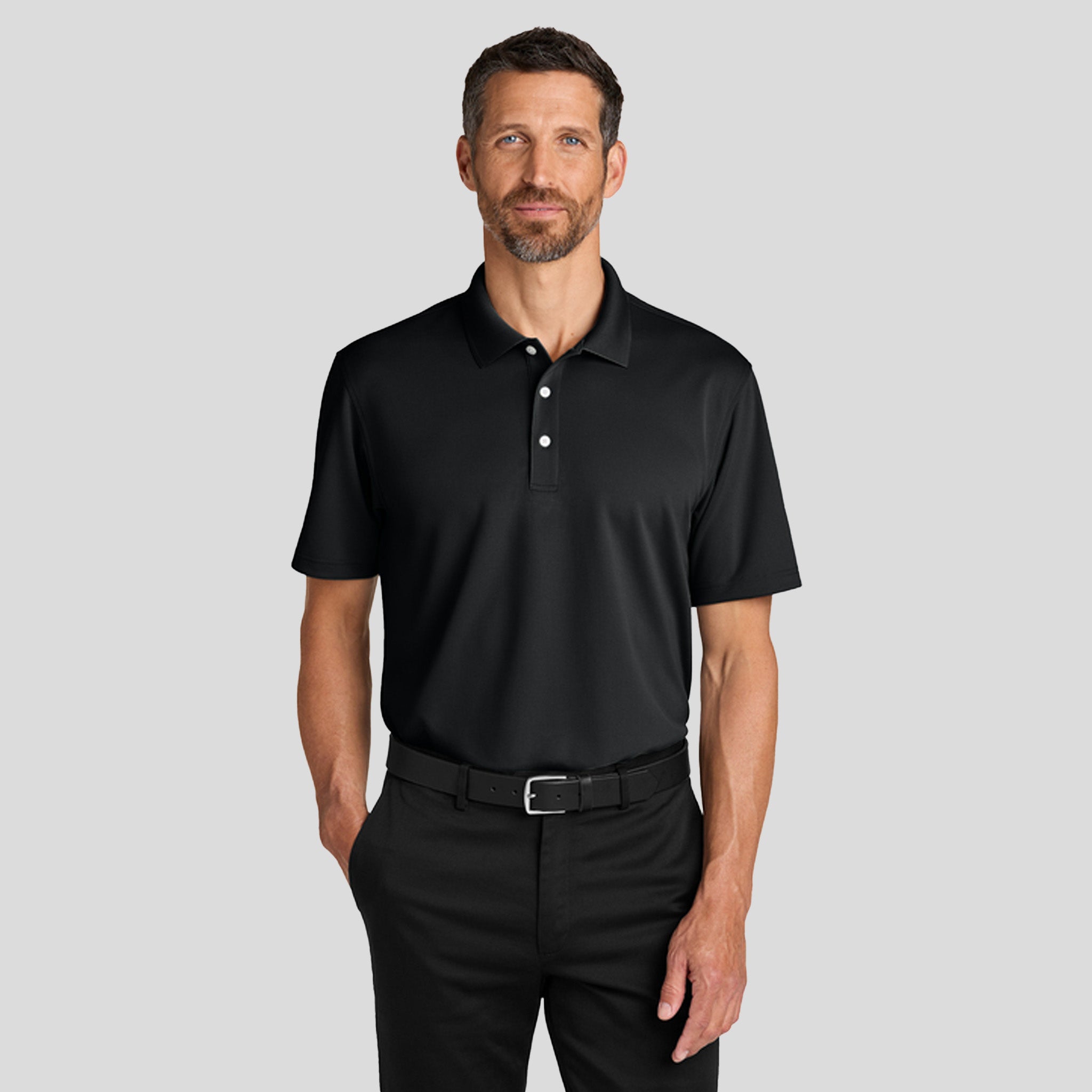 Men's Dry ZoneĀ® Stain-Release Grid Polo | Deep Black