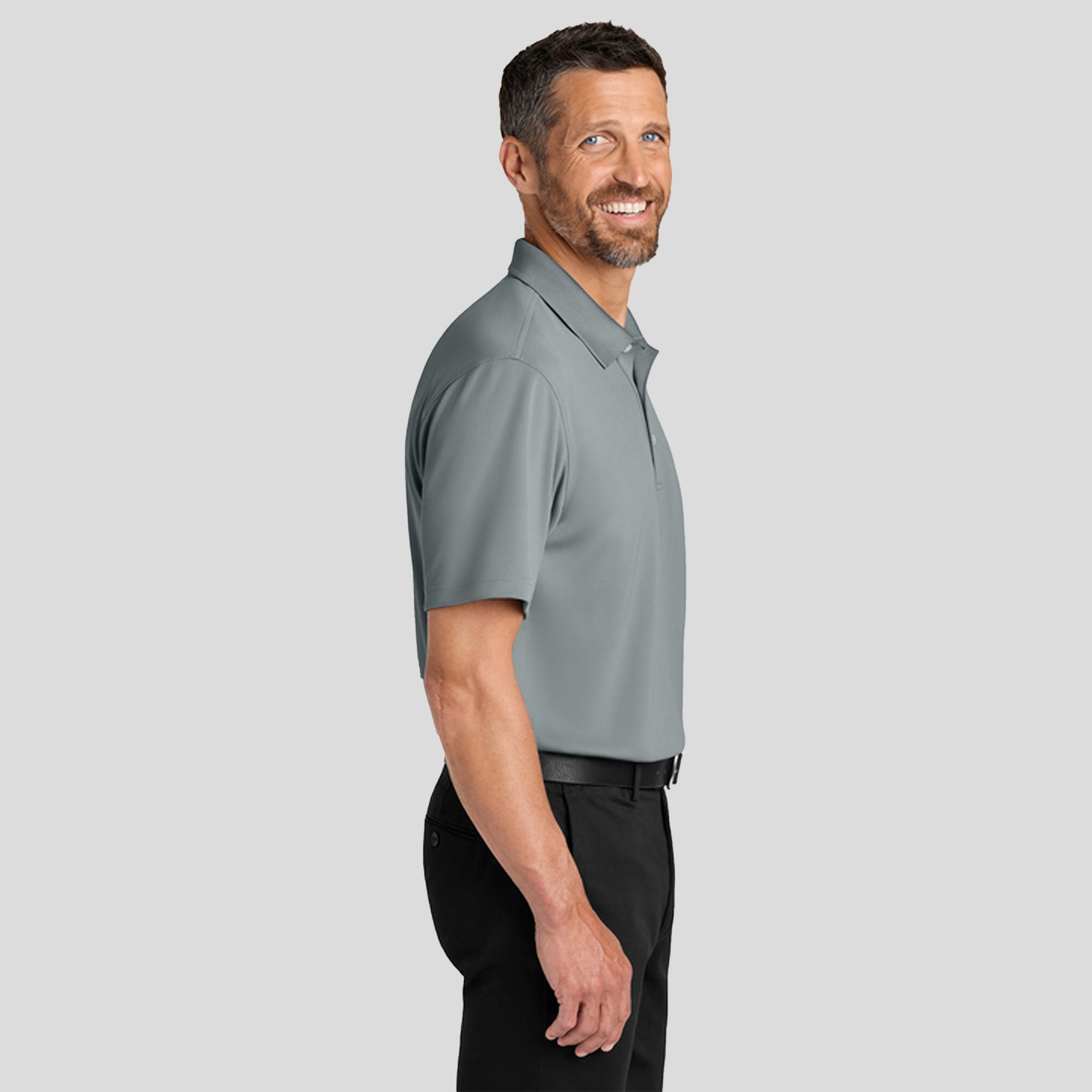 Men's Dry ZoneĀ® Stain-Release Grid Polo | Light Sterling Grey