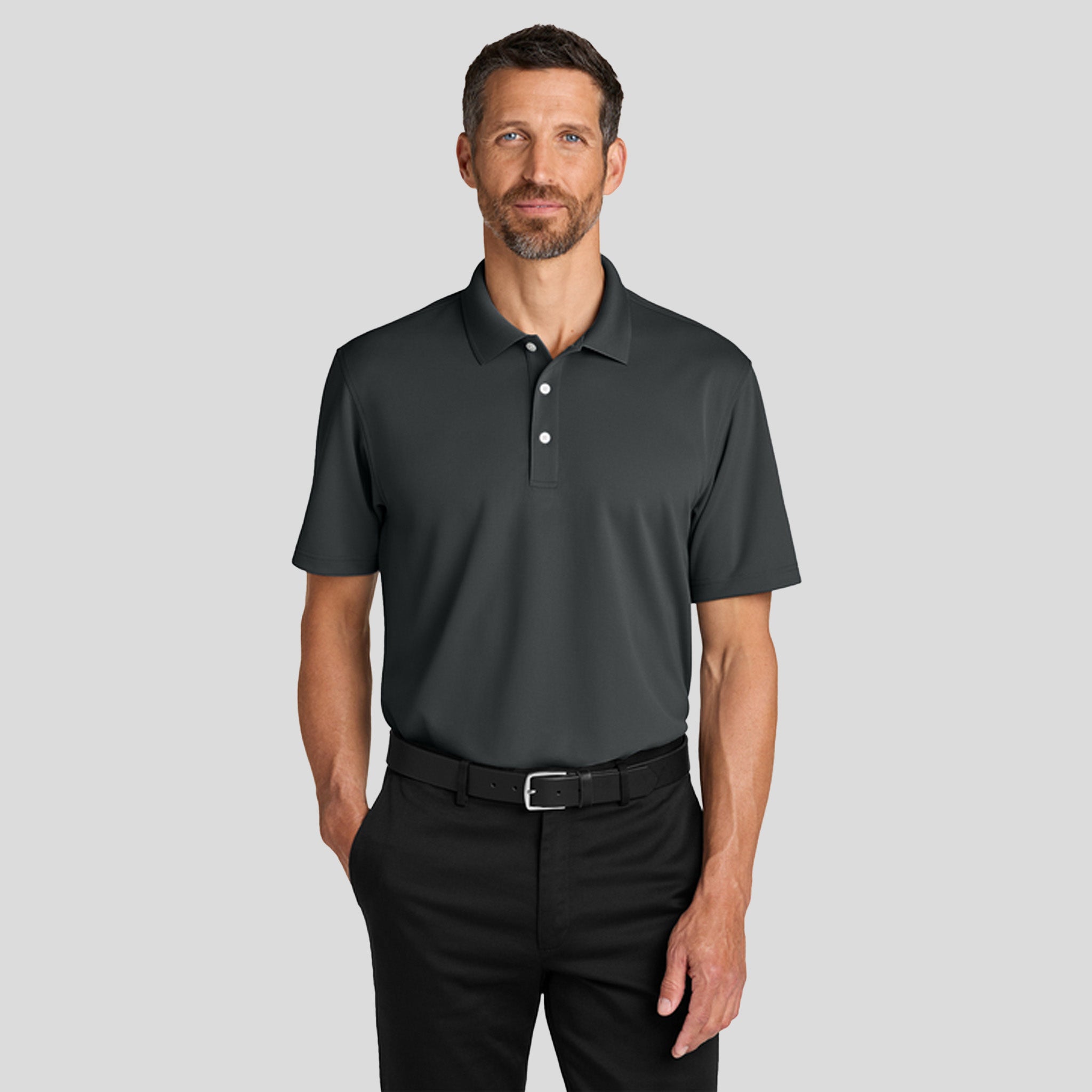 Men's Dry ZoneĀ® Stain-Release Grid Polo | Seal Grey