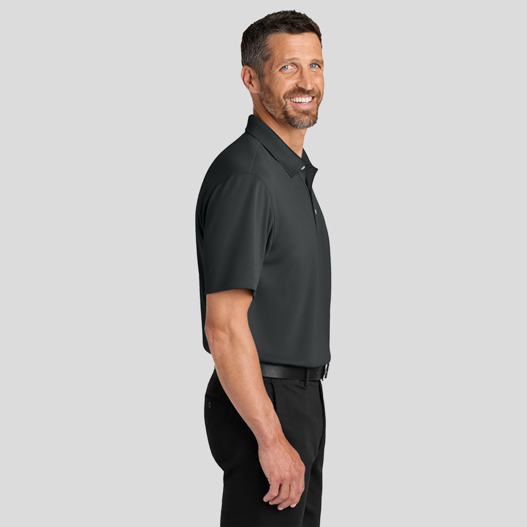 Men's Dry ZoneĀ® Stain-Release Grid Polo | Seal Grey