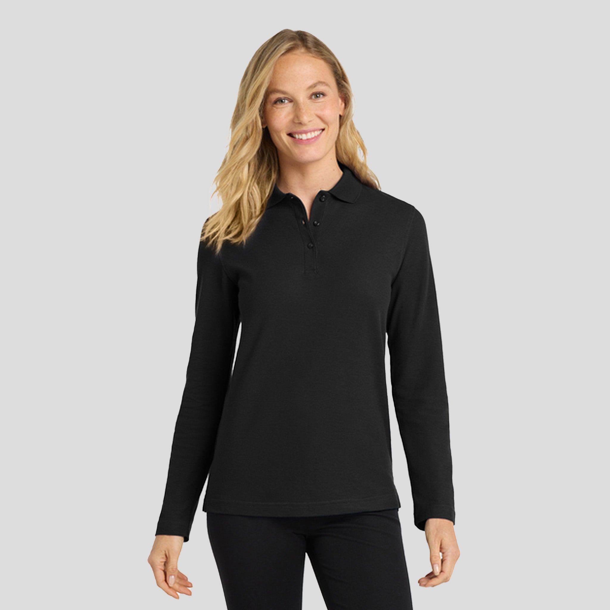 Women's Silk Touchâ„¢ Long Sleeve Polo | Black