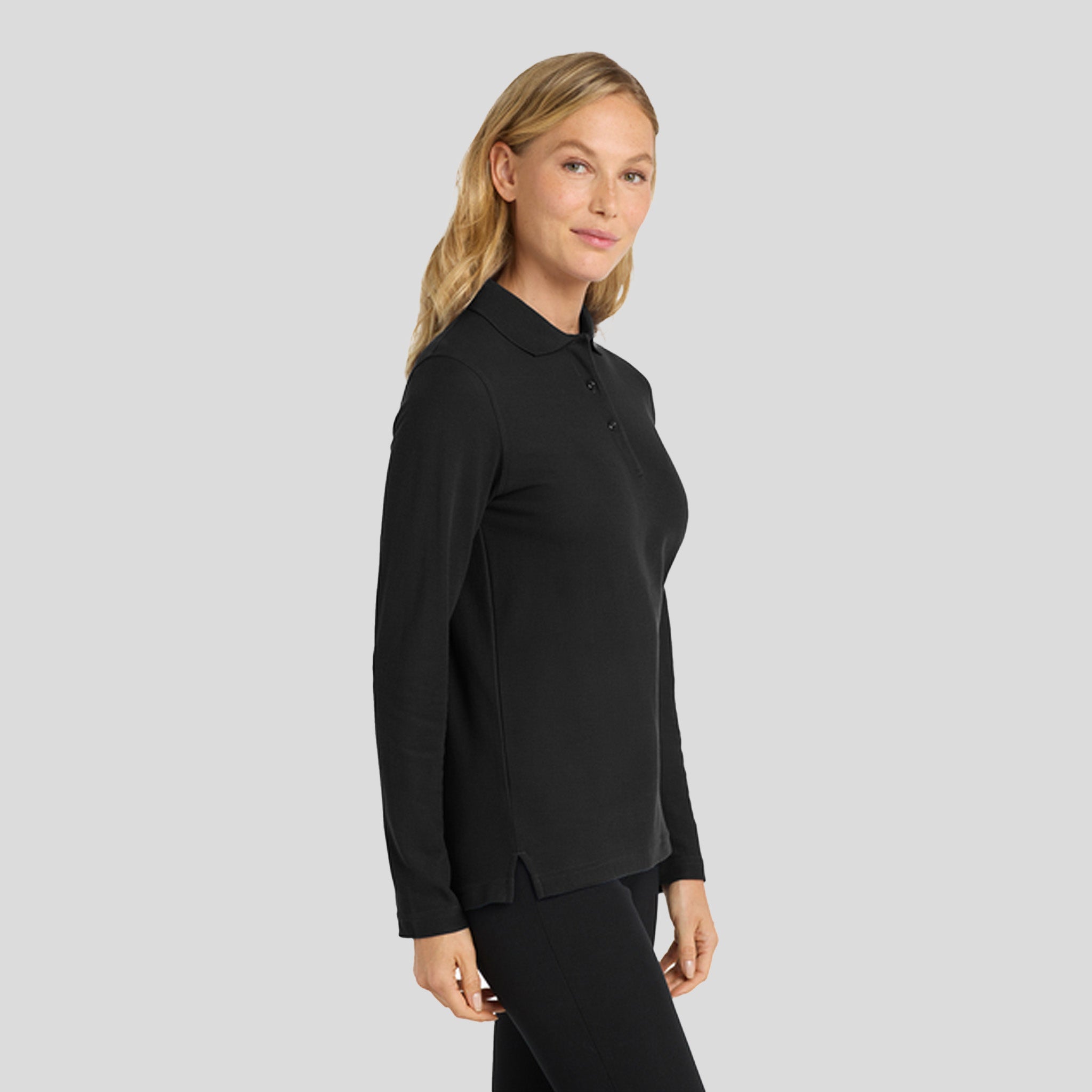 Women's Silk Touchâ„¢ Long Sleeve Polo | Black
