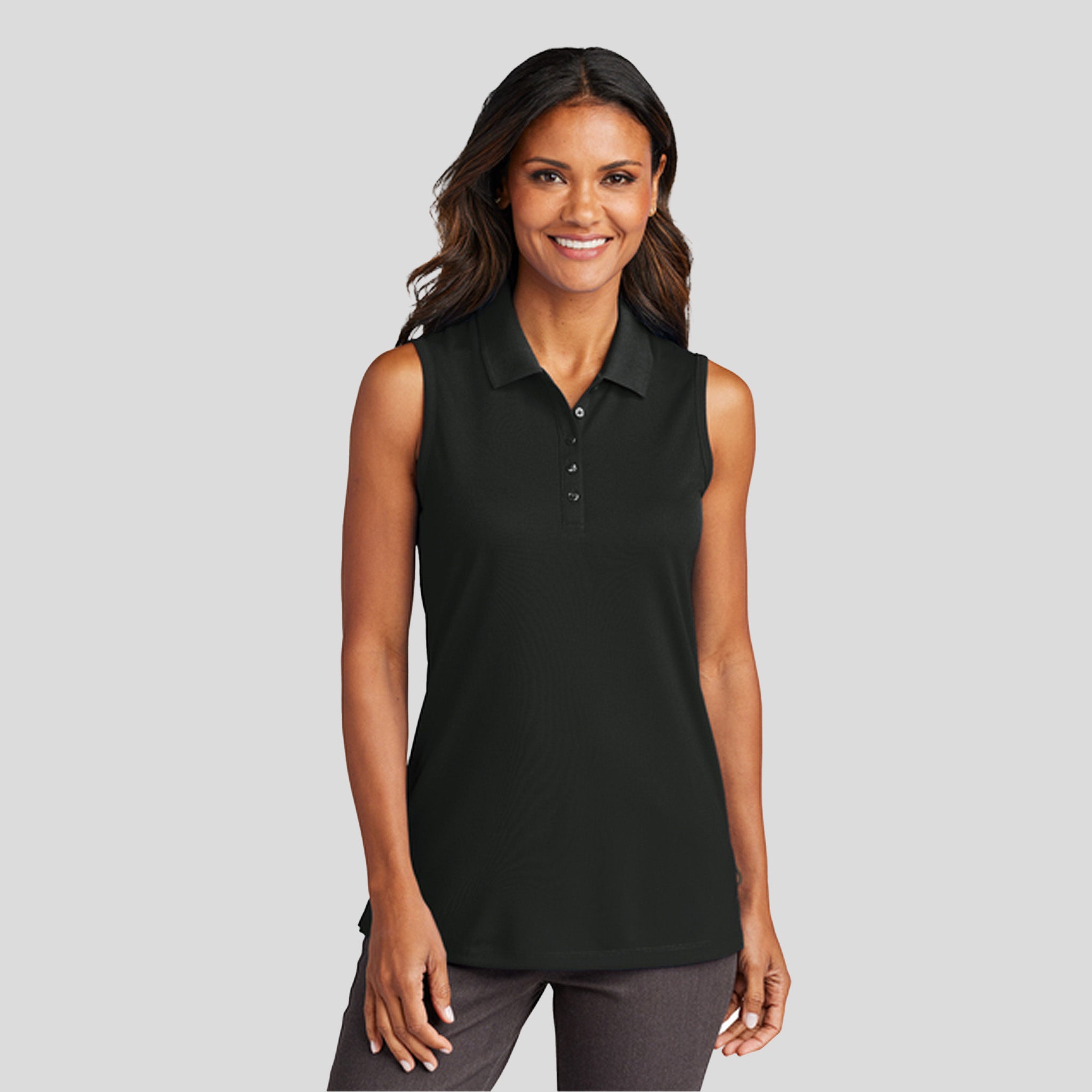 Women's Dry ZoneĀ® UV Micro-Mesh Sleeveless Polo | Deep Black