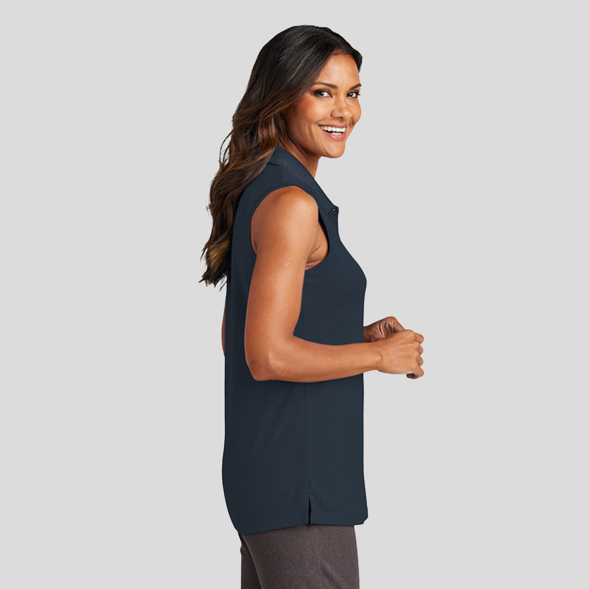 Women's Dry ZoneĀ® UV Micro-Mesh Sleeveless Polo | River Blue Navy