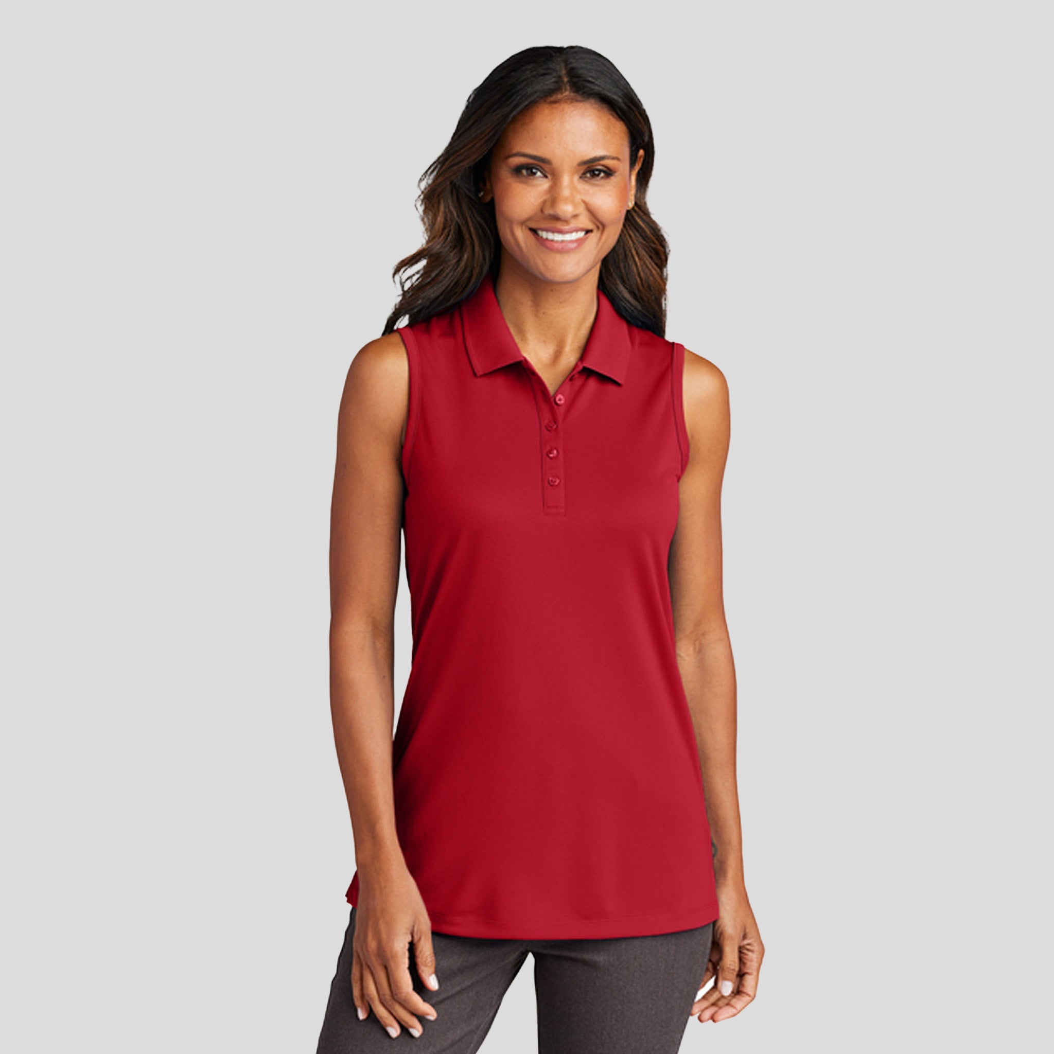 Women's Dry ZoneĀ® UV Micro-Mesh Sleeveless Polo | Rich Red